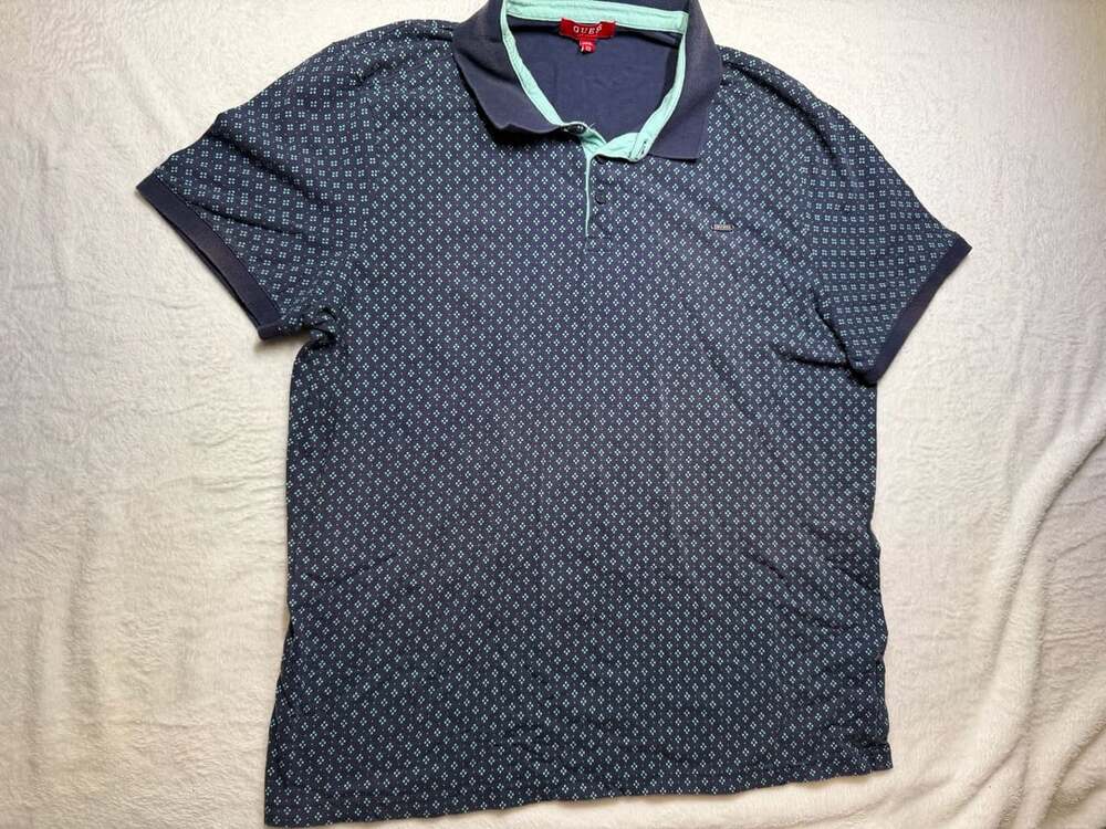 Guess Geometric Print Polo Shirt Size XXL Navy Blue Mint